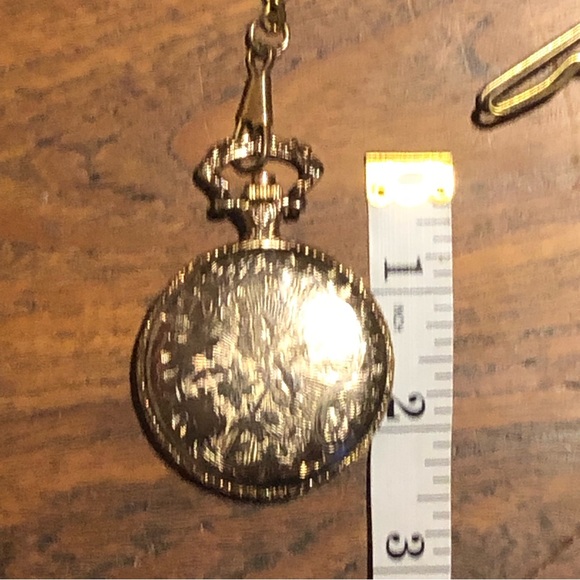 Vintage Gold Tone Pocket Watch With Fob Link Chain - Picture 8 of 13